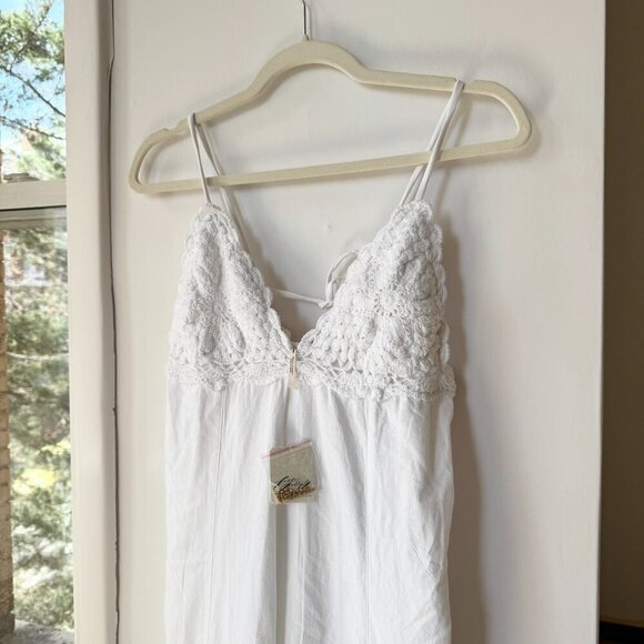 New Free People Lovey Maxi Dress Long Crochet Lace Summer Spring Cotton White - Picture 7 of 13